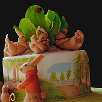  Beatrix Potter_ Flopsy bunnies hand painted cake