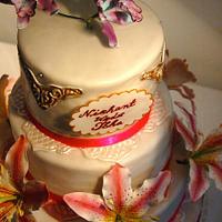 Wedding Cake with Sugar Flowers :)