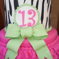 Icing Smiles Cake: Zebra, pink and lime green 