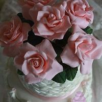 Pink and White Wedding Cake