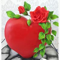 Red Heart with Rose 