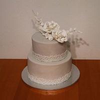 With wedding cake