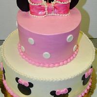 Buttercream tiered Minnie Mouse cake