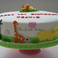 Animal themed birthday cake