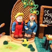 teacher and builder cake