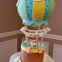 hot air balloon baby shower cake 