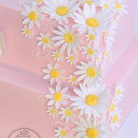 Sweet Pink Daisies Wedding Cake