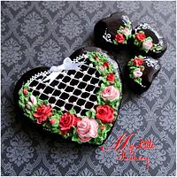 Floral heart cookies