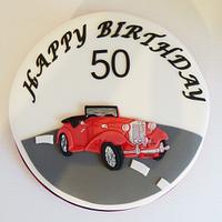 Vintage Classic Car 50th Birthday Cake