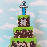 Minecraft inspired cake