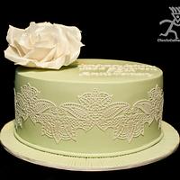 70th Wedding Anniversary Green & white Lace