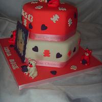 Teddies & Hearts Hexagonal Christening Cake