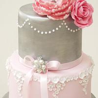 Lucy Pink Peony Wedding Cake