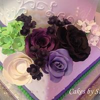 Multi flower wedding cake