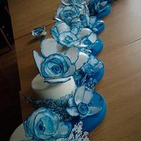 blue cakes, wafer paper flower from my course Mendrisio 10/05/2014