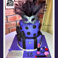 Purple Masquerade Themed 18th Birthday Cake