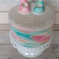 gender reveal watercolour cake
