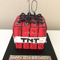 Minecraft TNT Birthday cake!