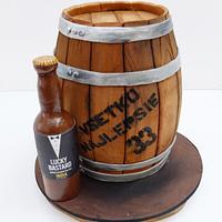 Beer keg and beer bottle