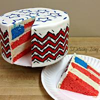 4th of July "hidden flag" cake