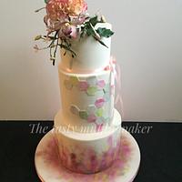 Dahlia paint palette wedding cake