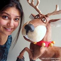It's Christmas time -- gravity defying reindeer cake