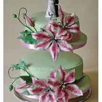 Tiger Lilies Wedding Cake