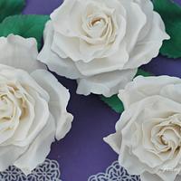 Birthday cake with white roses