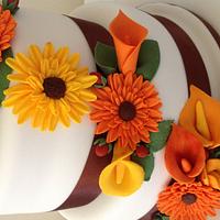 Autumn colour wedding cake