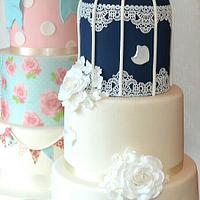 Vintage Cath Kidston inspired wedding/christening cake