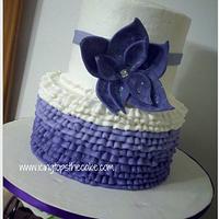 2 Tier Purple Ombre Ruffle Cake