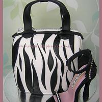 Zebra stripe Handbag Cake with Stiletto ~