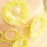 Pink Cake with Vintage Ruffle Flowers