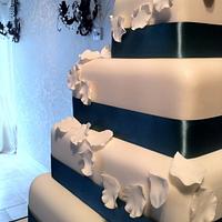 Winter white rose wedding cake