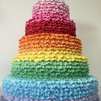Rainbow Ruffle Wedding Cake
