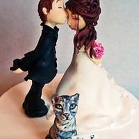 Cute wedding figures with cat