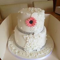 Floral appliqué style wedding cake 