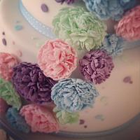 Pom pom flowers birthday cake