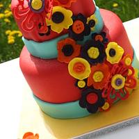 Funky Button Flower CAke