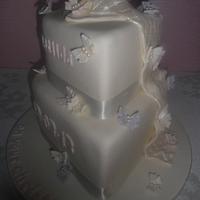 Ivory pearl heart baby Christening Cake
