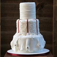 white and red wedding cake