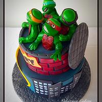 Ninja turtle & batman birthday cake