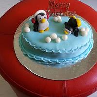 Naughty Penguins Christmas Cake