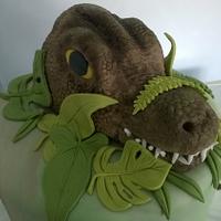 T Rex birthday cake