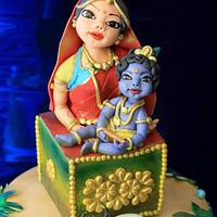 Krishna theme Baby shower celebration cake