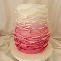 Pink Ombre Ruffle Wedding Cake