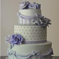 Lilac and Silver engagement cake