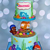 Bubble Guppies with Fish Bowl Cake