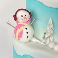 Snow man themed cake 