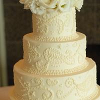 Buttercream Freehand Piping Wedding Cake